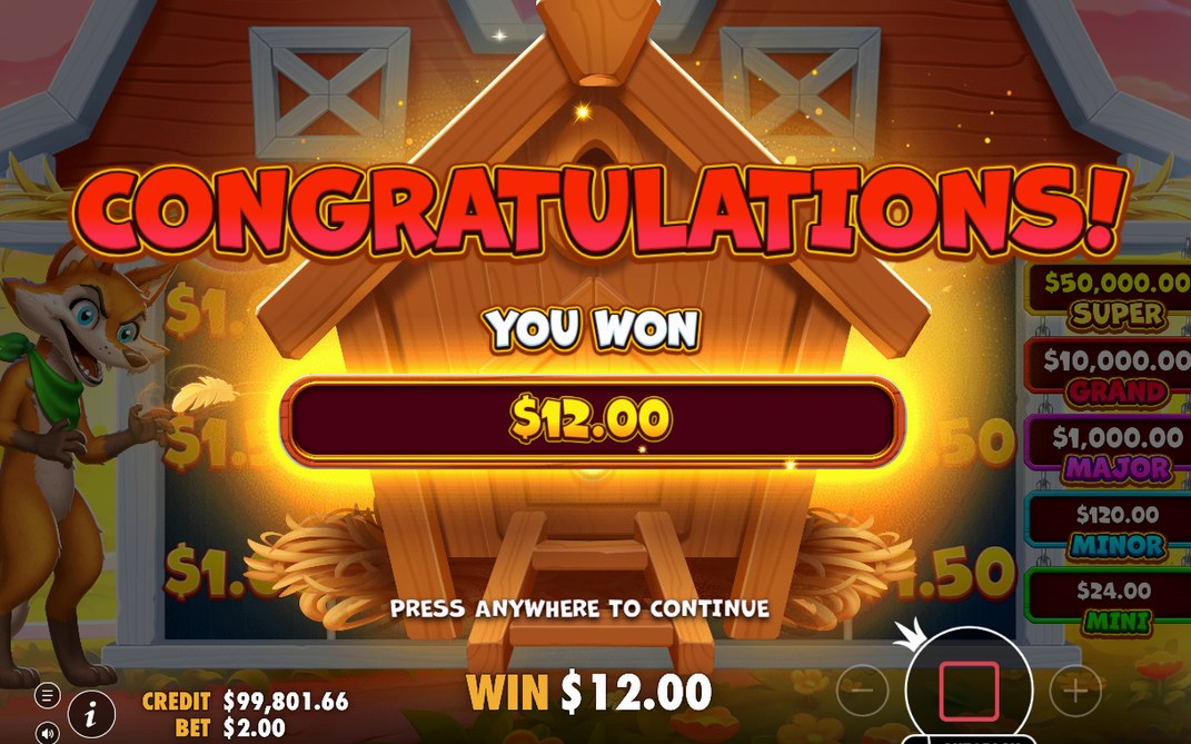 Standard free spins: closed red barn, straw-marked Scatters